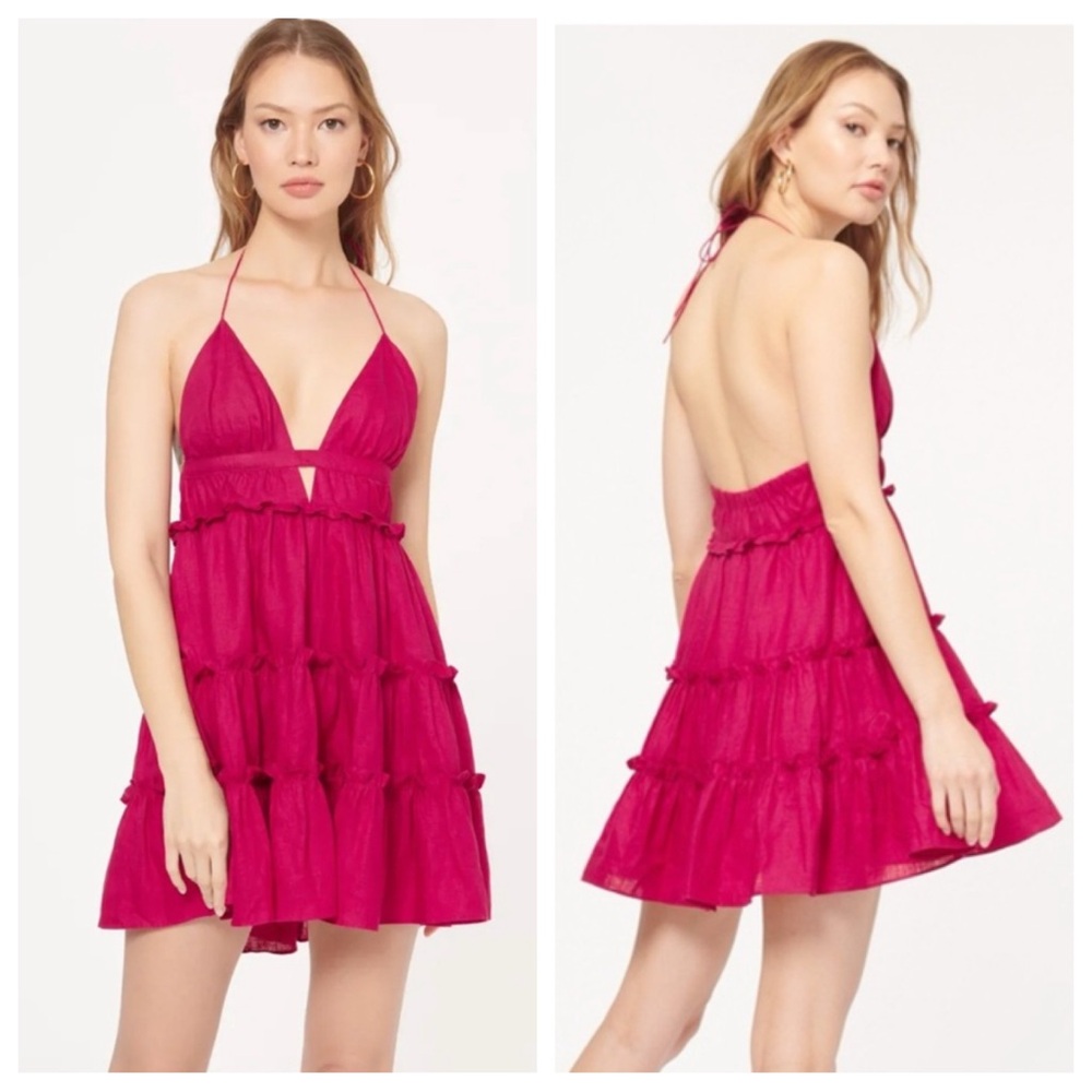 Cami NYC Doris Linen Halter Mini Dress Small